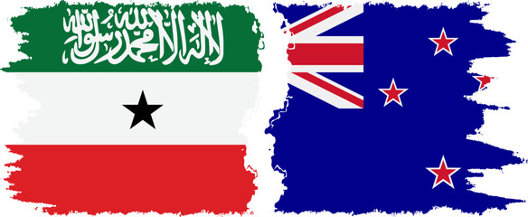 New Zealand and Somaliland grunge flags connection, vector