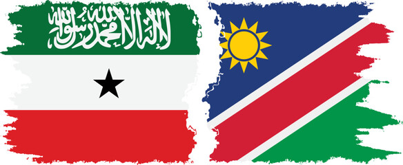 Namibia and Somaliland grunge flags connection, vector