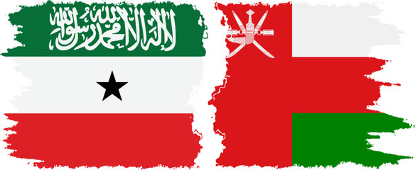 Oman and Somaliland grunge flags connection, vector