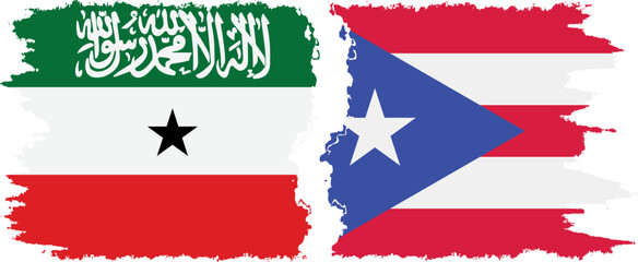 Puerto Rico and Somaliland grunge flags connection, vector