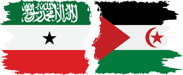 Western Sahara and Somaliland grunge flags connection, vector