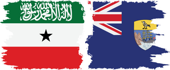 Saint Helena and Somaliland grunge flags connection, vector