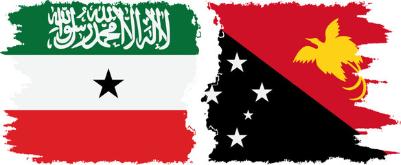 Papua New Guinea and Somaliland grunge flags connection, vector