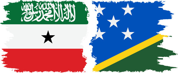 Solomon Islands and Somaliland grunge flags connection, vector