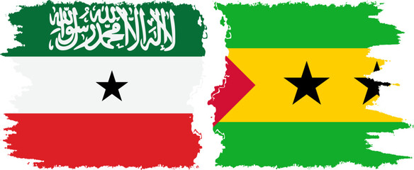 Sao Tome and Principe and Somaliland grunge flags connection, vector
