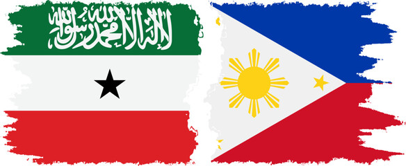 Philippines and Somaliland grunge flags connection, vector