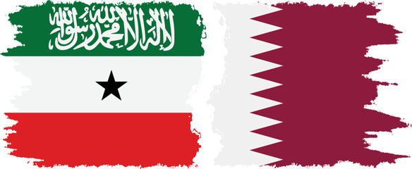 Qatar and Somaliland grunge flags connection, vector