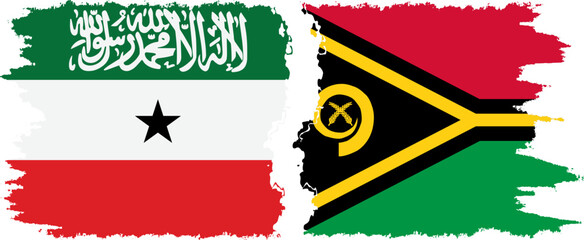 Vanuatu and Somaliland grunge flags connection, vector
