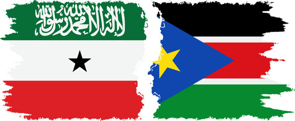 South Sudan and Somaliland grunge flags connection, vector