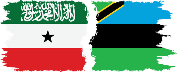 Zanzibar and Somaliland grunge flags connection, vector