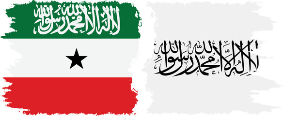 Afghanistan and Somaliland grunge flags connection, vector
