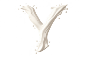 Letter Y made of milk against a transparent background, illustration