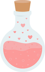 Illustration of Love Potion Bottle with Hearts