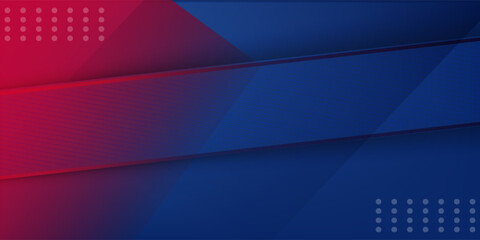 Abstract blue red banner geometric shapes background. Vector abstract graphic design banner pattern presentation background web template.