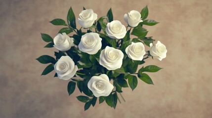 White rose bouquet display