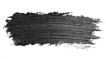 Black paint brush stroke on white background, showcasing texture and artistic flair, ideal for creative projects and design applications with copy space