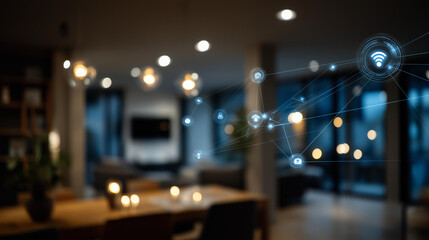 Internet of things smart home concept visualization connected residential technology home automation network IoT household devices intelligent property management