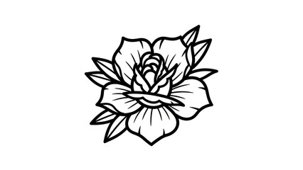 Black and white flower illustration.