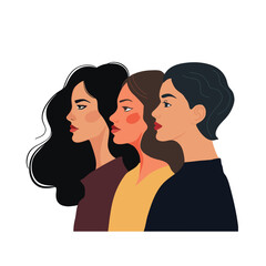 Diverse Women Portraits Feminism and Female Empowerment Concept