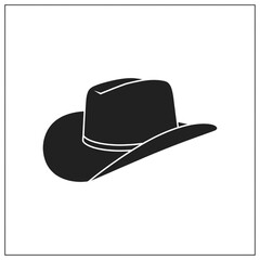 Black Cowboy Hat Vector Silhouette Icon Isolated on White Background for Western Brand Logo