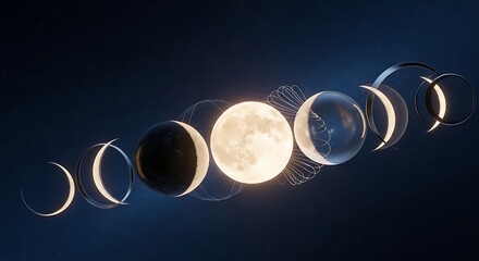 Phases of the Moon - A Celestial Cycle in Progression.