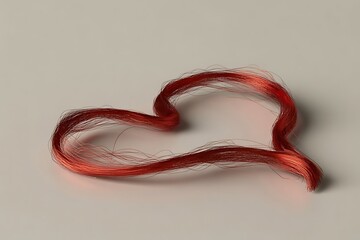 Imperfect heart shape formed by a red thread