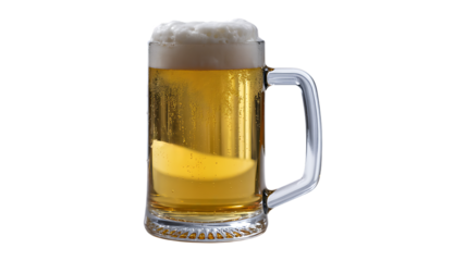 Frosty Chilled Mug of Beverage Isolated on Transparent Background, Cold Drink Concept