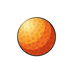 A bright orange golf ball with a dimpled texture, depicted in a stylized, graphic illustration.