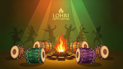 Fototapeta premium Celebrating lohri festival with traditional drums