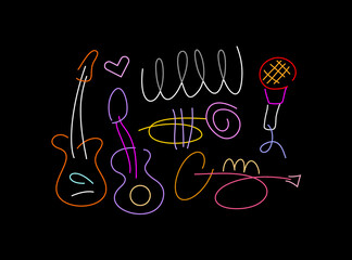 Neon Line Art Musical Poster Design