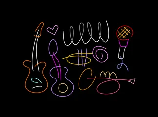 Gardinen Abstraktion Kunst Neon Line Art Musical Poster Design  ©  danjazzia