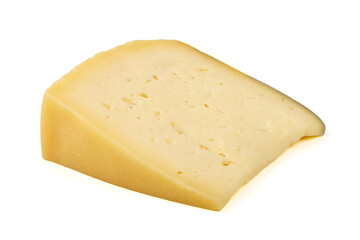 Wedge of Semi Hard Cheese, isolated on white background