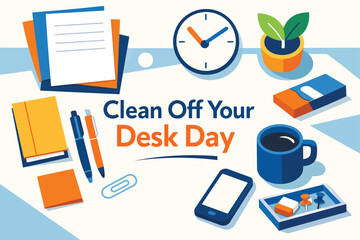 Minimal Desk Organization Symbol for Clean Off Your Desk Day
