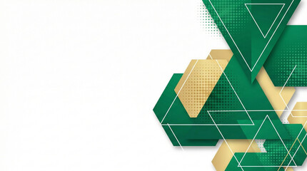 Abstract Vector Geometry Background (Green and Gold Hexagons)