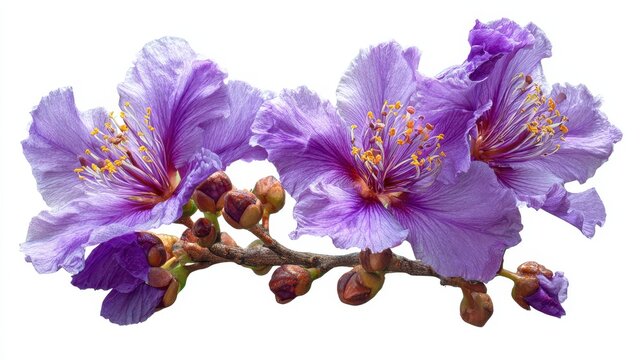 Elegant Banaba Blossom: Vibrant Purple Flower from Asia's Tropical Shores, Isolated on White for Botanical Beauty
