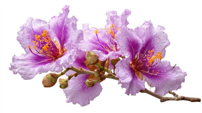 Stunning Banaba Blossom: Tropical Purple Flower Isolated on White, Celebrating Asian Beauty
