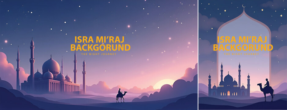 Gradient background islamic isra miraj for poster, flyer, social media template design