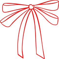 Bow ribbon silhouette in a coquette vintage style. Hand drawn sketch illustration created as a whimsical vector icon