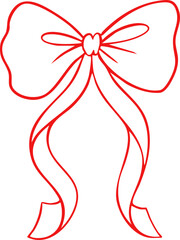 Playful bow ribbon in a whimsical coquette look. Vintage hand drawn sketch silhouette adds charm to romantic vector illustration and girly cards