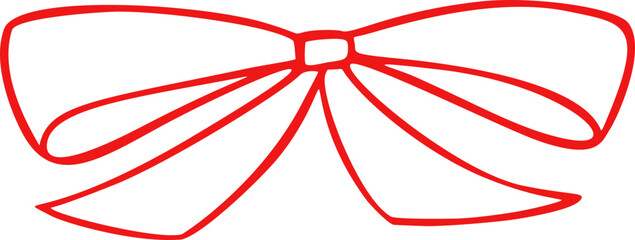 Vintage bow ribbon silhouette in coquette style. Hand drawn sketch illustration for cute vector icons and graphic design