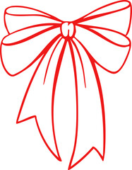 Coquette ribbon bow silhouette with a vintage sketch look. Hand drawn illustration made as a whimsical vector