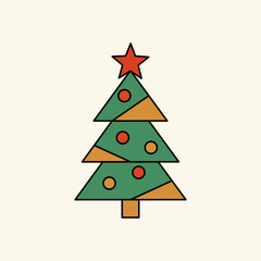 Obraz premium Christmas Tree Vector with Star and Ornaments