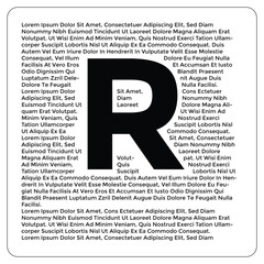 Typographic Design with Lorem Ipsum Text and Prominent Letter R Initial
