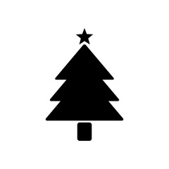 Obraz premium Christmas Tree Silhouette Icon with Star for Minimalist Holiday Design Concept