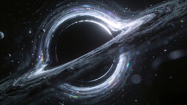 Magnificent glowing black hole in deep space.