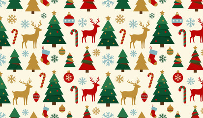 Christmas Seamless Pattern with Holiday Icons