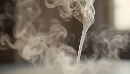 Close-up of incense smoke gently rising against a soft light background.