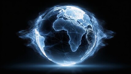 Dynamic Visualization of a Connected Globe Highlighting Global Networks and Data Flow with Artistic Glow on a Dark Background - Powered by Adobe