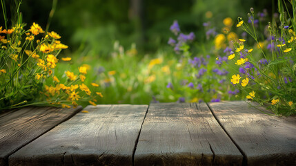 Colorful summer wildflower garden blooming in the front yard under warm sunlight