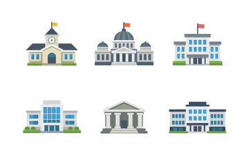 Obraz premium Collection of flat design governmental and educational building icons
